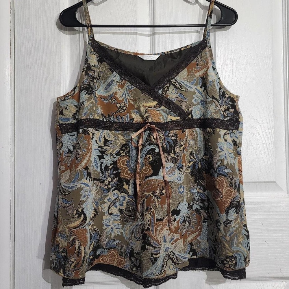 Vintage Brown Lace Floral Tank